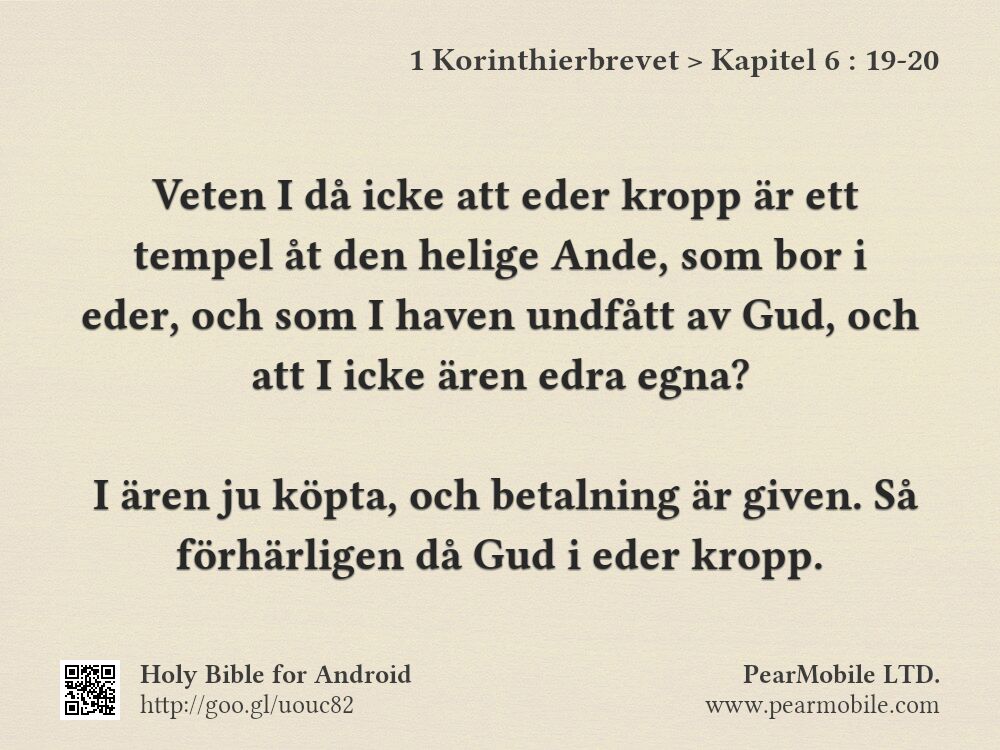 1 Korinthierbrevet, Kapitel 6:19-20